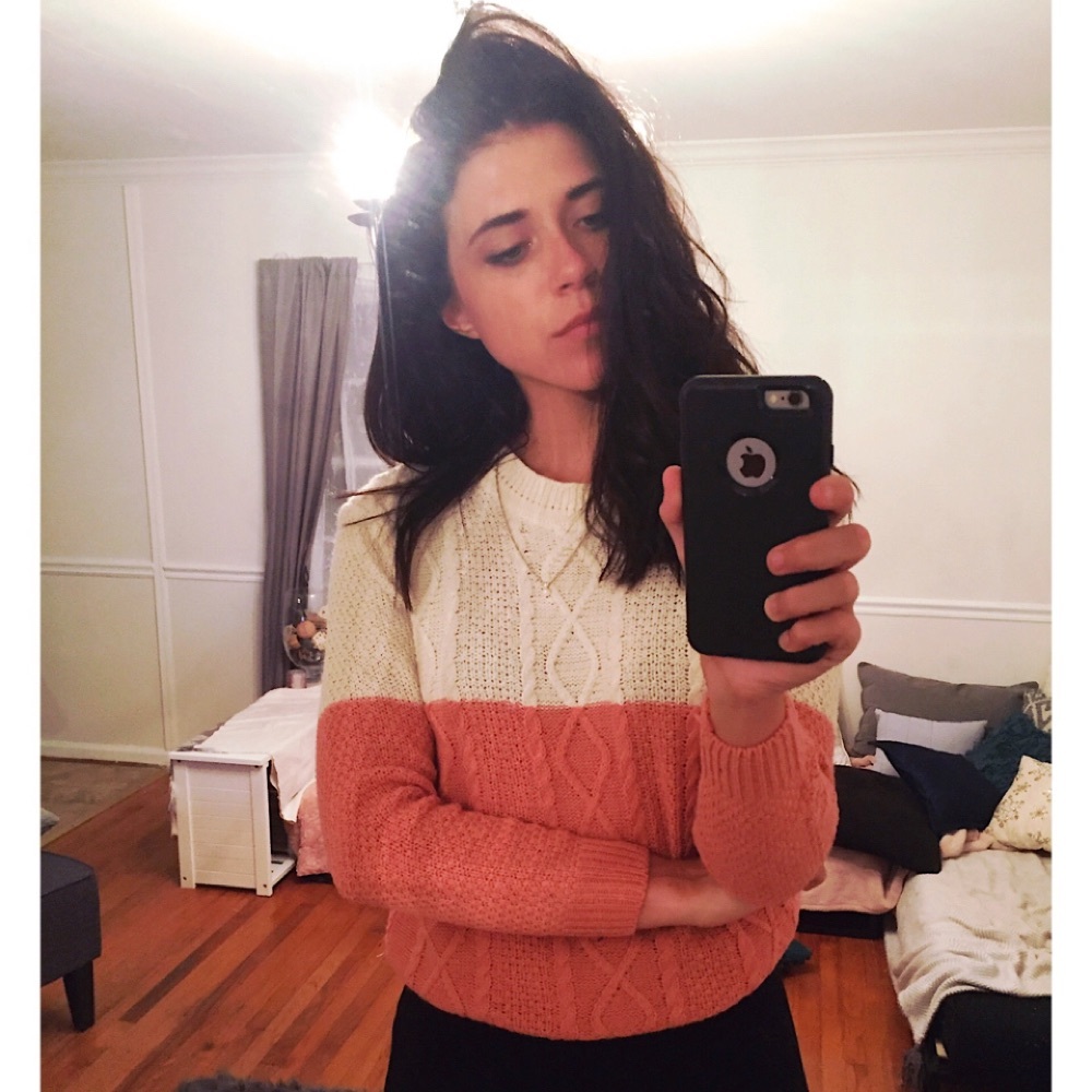 Pink and White Long Sleeved Sweater